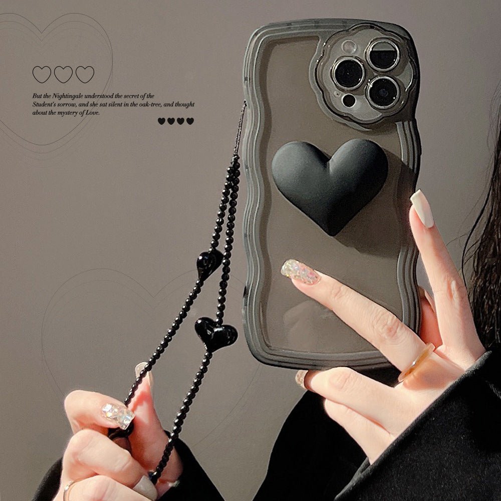 iPhone Case cover  3D Dark Black Love Heart Chain Charm - iPhoneCases - BuyEcEc