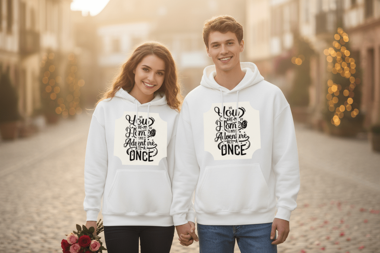 Valentine Couple Hoodie | 280g Custom Names | BuyEcEc - Hoodies - BuyEcEc