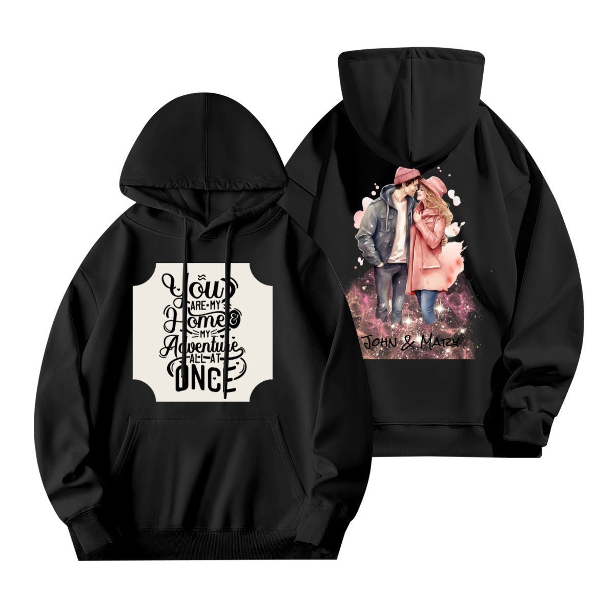 Valentine Couple Hoodie | 280g Custom Names | BuyEcEc - Hoodies - BuyEcEc