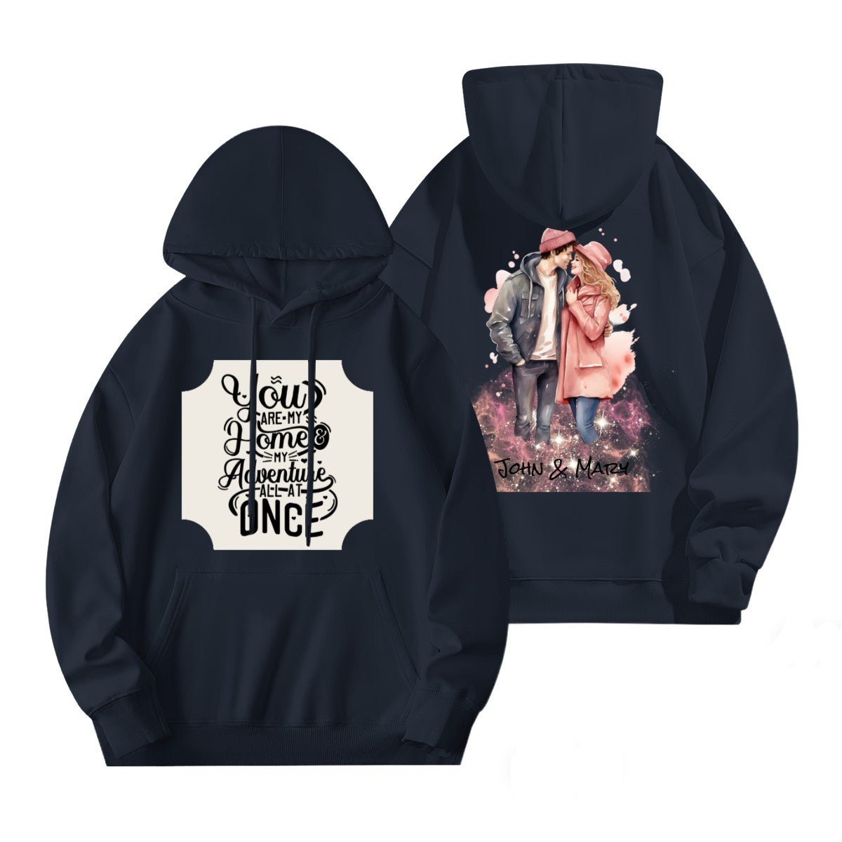 Valentine Couple Hoodie | 280g Custom Names | BuyEcEc - Hoodies - BuyEcEc