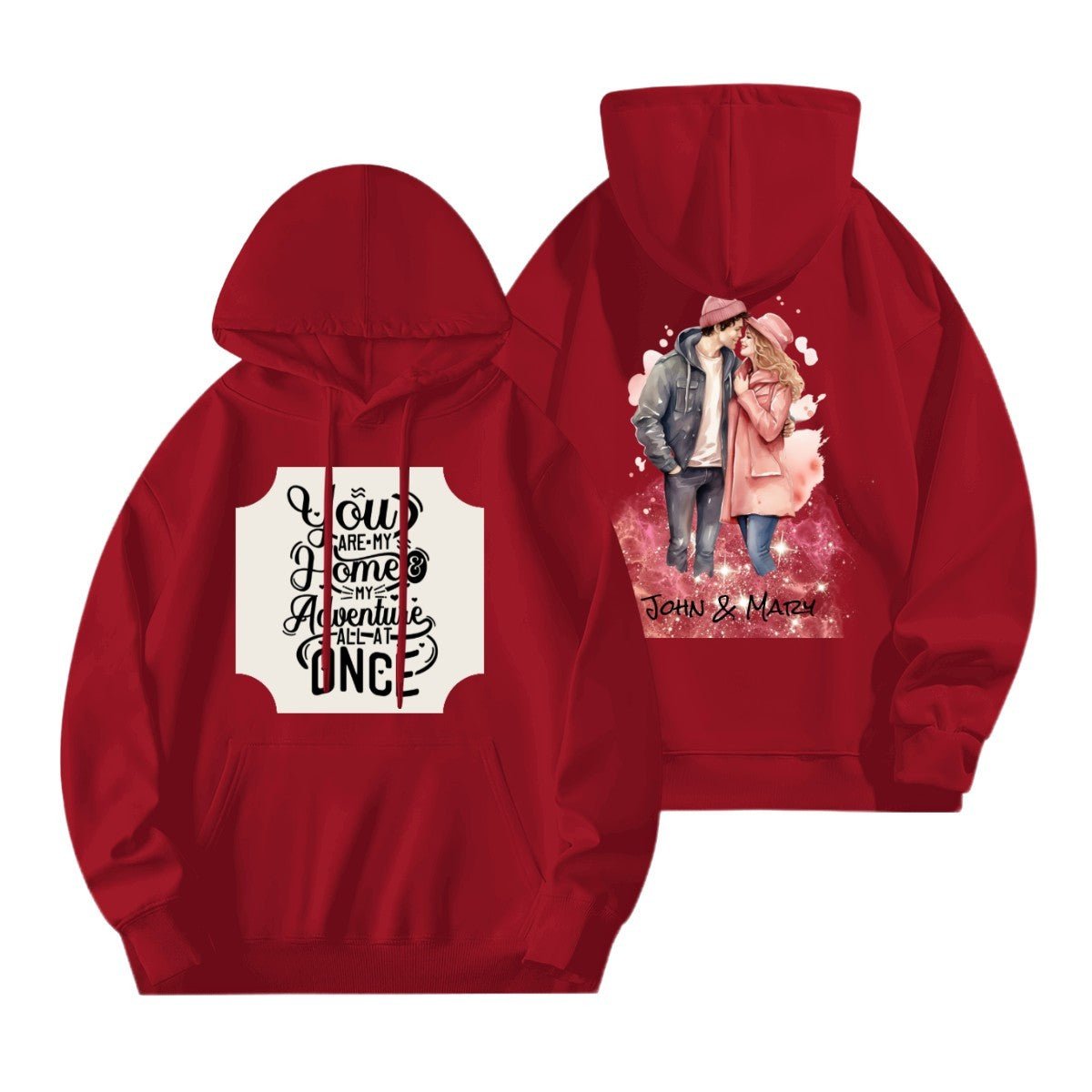Valentine Couple Hoodie | 280g Custom Names | BuyEcEc - Hoodies - BuyEcEc