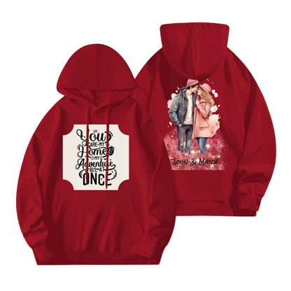 Valentine Couple Hoodie | 280g Custom Names | BuyEcEc - Hoodies - BuyEcEc