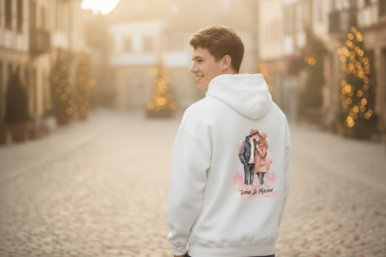 Valentine Couple Hoodie | 280g Custom Names | BuyEcEc - Hoodies - BuyEcEc