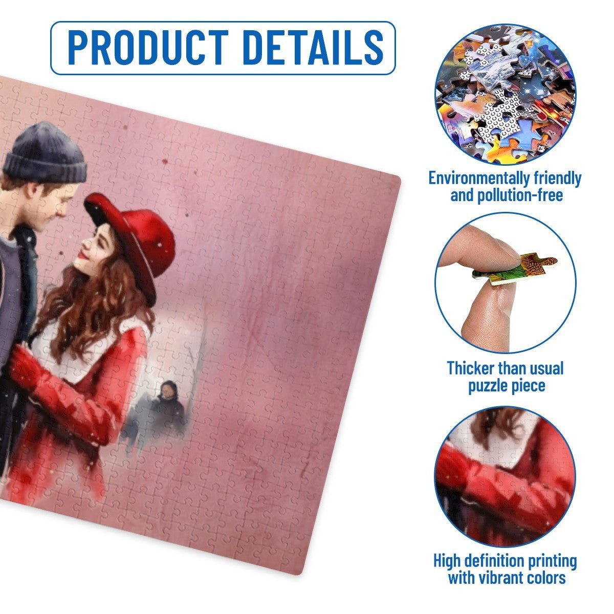 Watercolor Valentine Couple Puzzle | Romantic Horizontal Jigsaw Gift - Jigsaw Puzzle - BuyEcEc