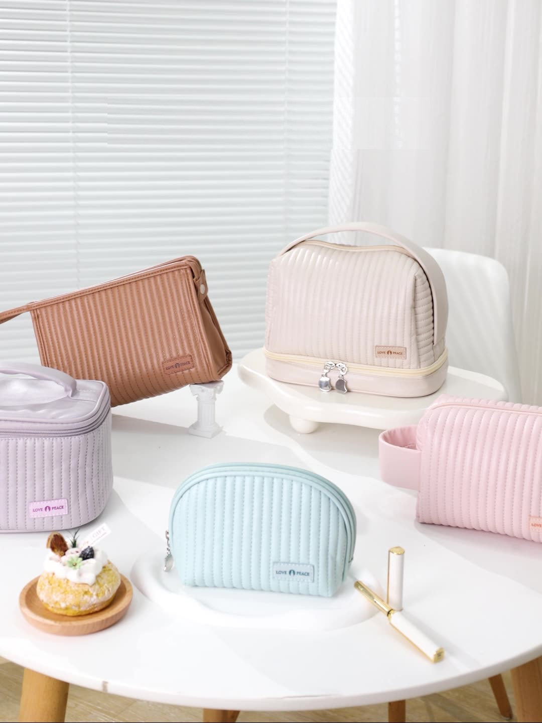 Stylish Waterproof Portable Travel Toiletry Striped Cosmetic Bag   067-AA1-0005
