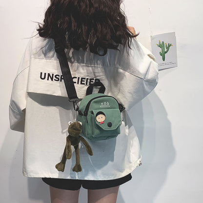 Small Canvas Fabric Handbag Casual Cross Body Shoulder Bag with Detachable Shoulder Strap for Girls Kids  067-AA3-0001