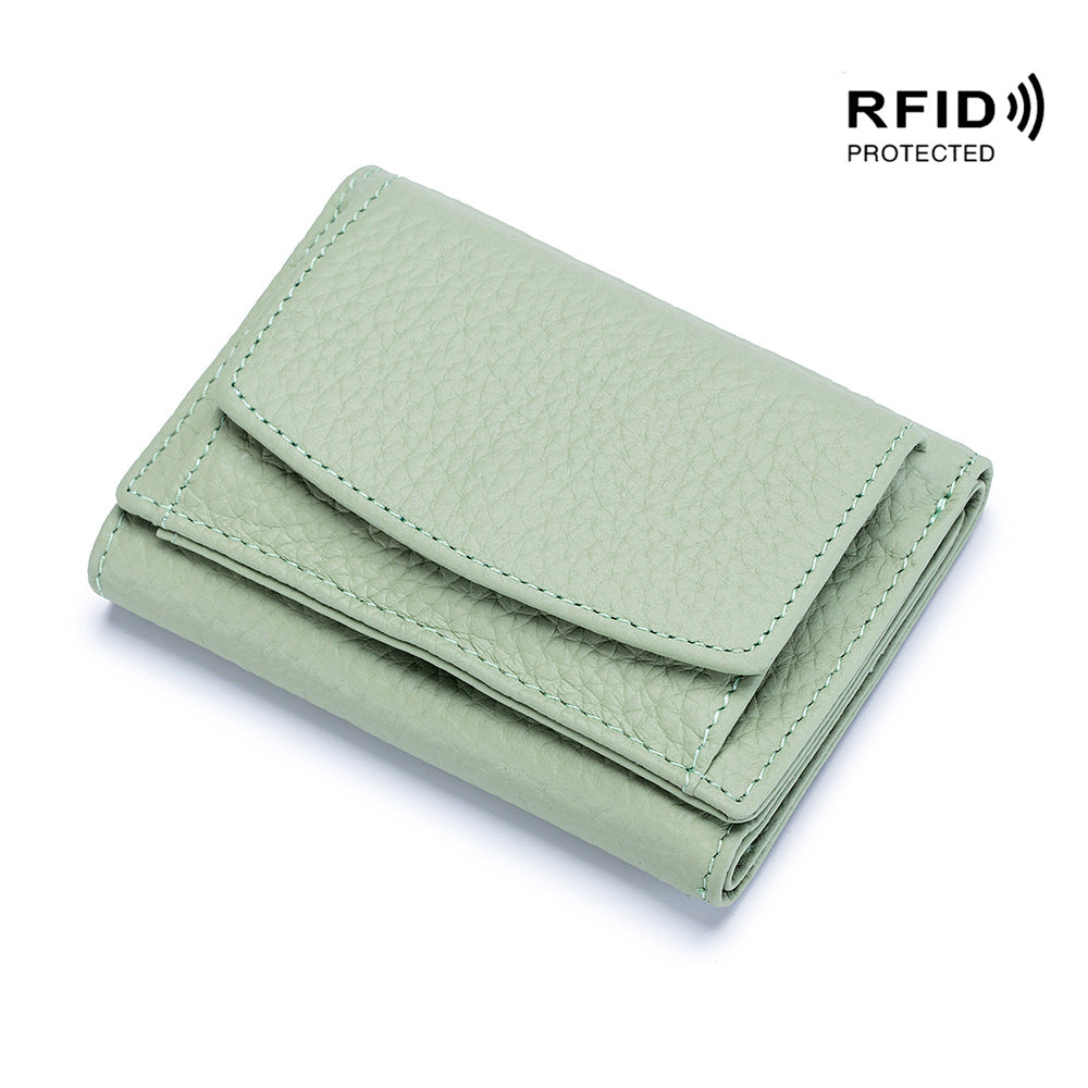 Small Genuine Leather Coin Wallet for Women RFID Blocking Card Holder Clutch Mini Handbag    067-AA9-0002