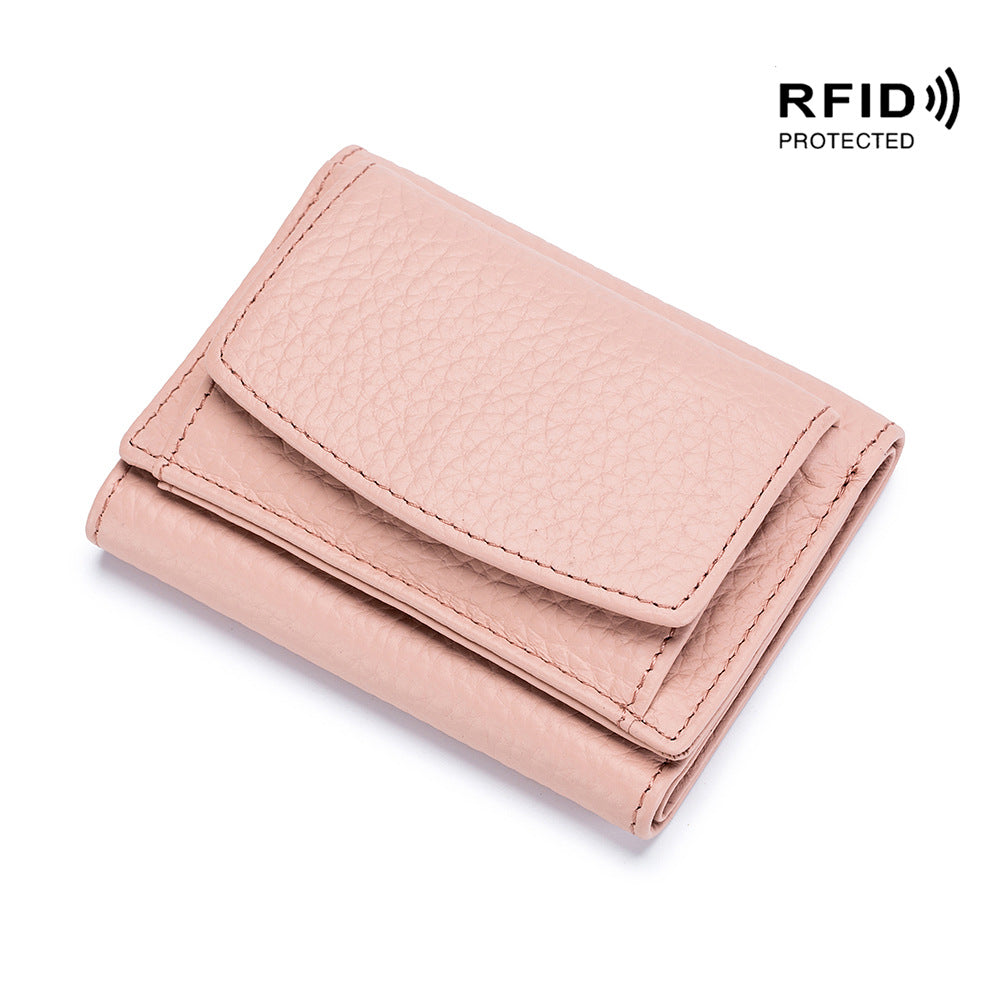 Small Genuine Leather Coin Wallet for Women RFID Blocking Card Holder Clutch Mini Handbag    067-AA9-0002