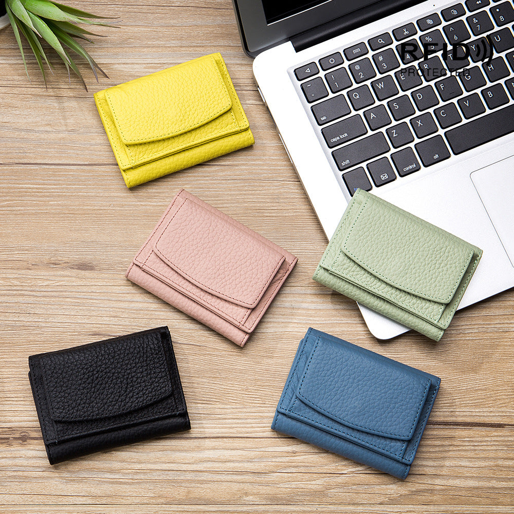 Small Genuine Leather Coin Wallet for Women RFID Blocking Card Holder Clutch Mini Handbag    067-AA9-0002