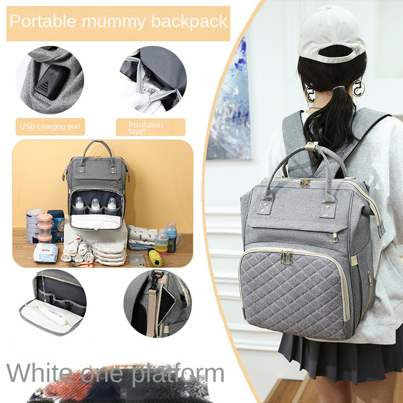 Reusable Diaper Bag Large Capacity Travel Portable Backpack Double Shoulder Foldable Mother Leisure Outdoor Multifunctional Fashion   067-AB1-0002