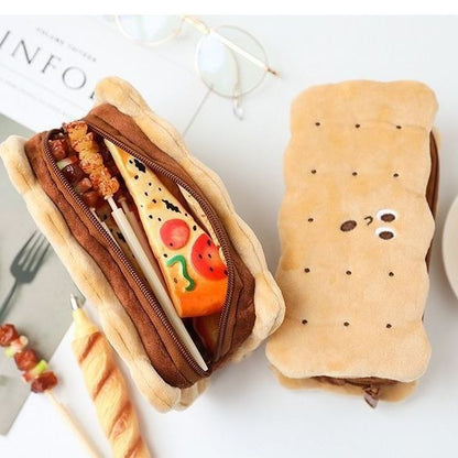 Pencil case Pen Case Sandwich Biscuit Plush Pencil Case Student Stationery Receipt Bag Creative Cute Girl Heart Makeup Bag   067-AA8-0001