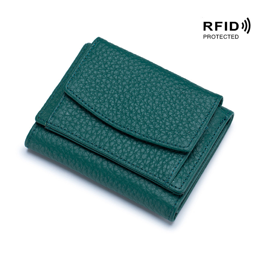 Small Genuine Leather Coin Wallet for Women RFID Blocking Card Holder Clutch Mini Handbag    067-AA9-0002