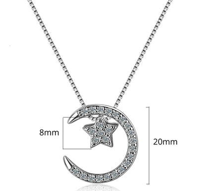 Moon Star Pendant Necklaces With Austrian Crystal For Women Gifts
