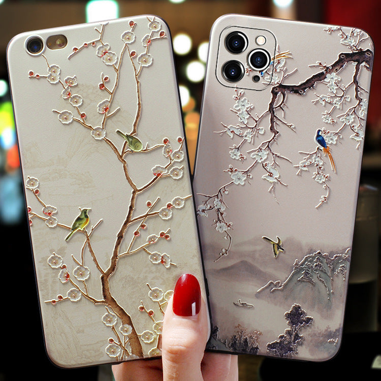 Birds on Tree Embossed Phone Case | iPhone 11 12 13 Pro Max Mini | iPhone X Xs Max Xr | iPhone 7 8 Plus Se 2020 070-IP1023315