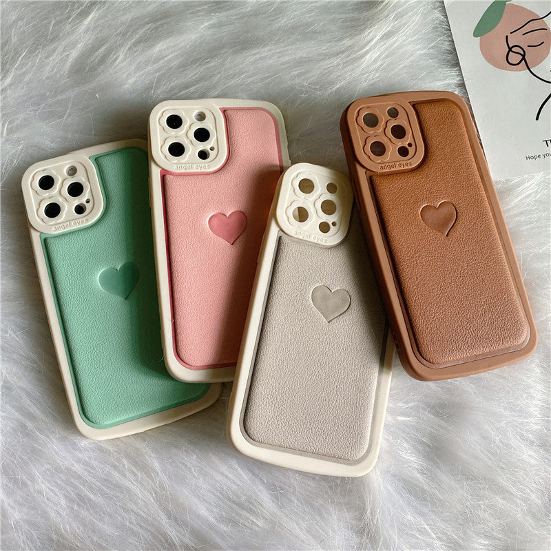 Embossed Love Heart Faux Leather Phone Case Cover | iPhone 11 12 13 Pro Max Mini | iPhone X XS Max XR | iPhone 7 8 Plus SE 2020 070-PG1367402
