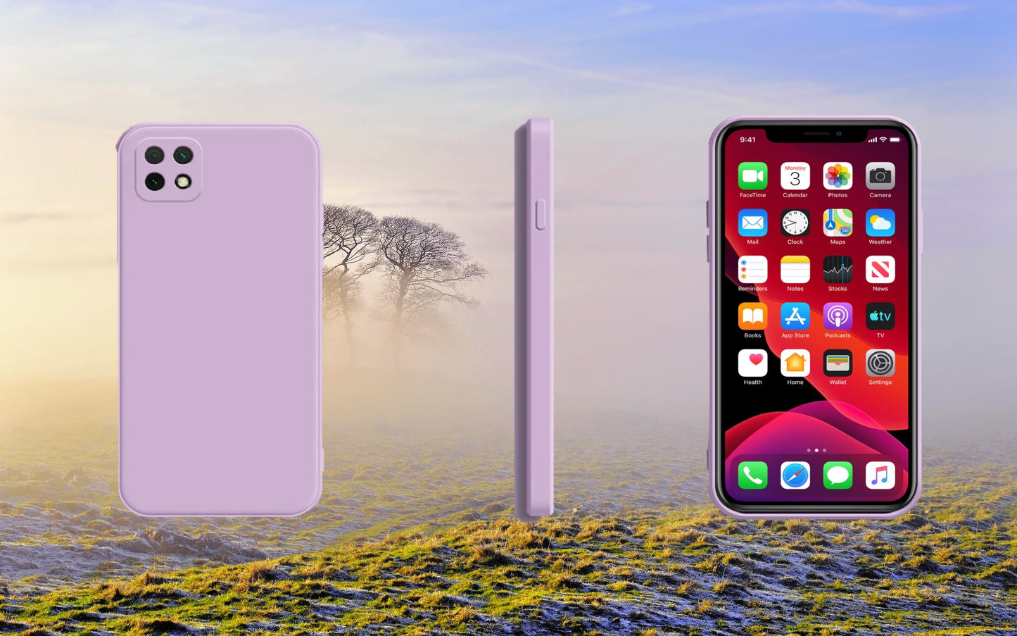 Purple | Off-White Color Soft Silicon Phone Cover iPhone 11 12 13 Pro Max Mini | iPhone 7 8 Plus Se 2020 070-AD-01-F1