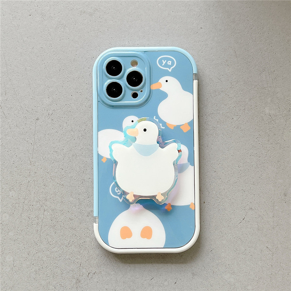 Cute Duck with pop socket  iPhone 13 12 11 Pro Max Mini X XS Max XR 7 8 Plus SE 2020 070-AA1-0003