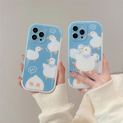 Cute Duck with pop socket  iPhone 13 12 11 Pro Max Mini X XS Max XR 7 8 Plus SE 2020 070-AA1-0003