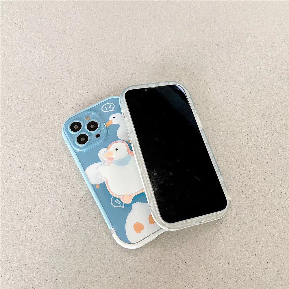 Cute Duck with pop socket  iPhone 13 12 11 Pro Max Mini X XS Max XR 7 8 Plus SE 2020 070-AA1-0003