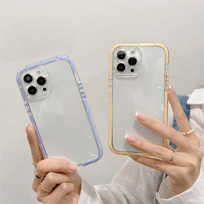 Transparent luminous phone Case with Cute Candy Color border  iPhone 13 12 11 Pro Max Mini X XS Max XR 7 8 Plus SE 2020 070-AA1-0007