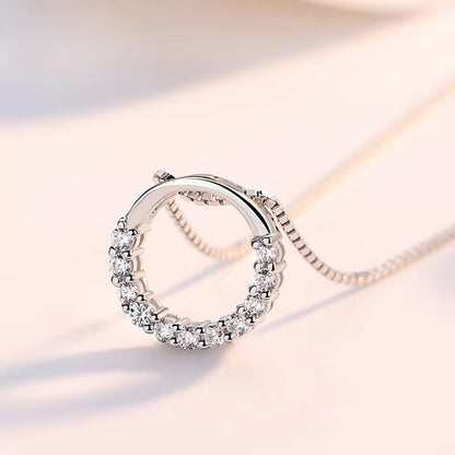 Fashion Silver Color Round  Crystal Zircon Pendants Necklaces Wedding Jewelry for Women
