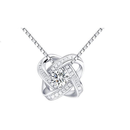 Stylish Star Design Women Necklace Silver Plated Cubic Zirconia Valentines Gifts for Women