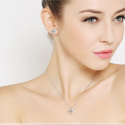 Stylish Star Design Women Necklace Silver Plated Cubic Zirconia Valentines Gifts for Women