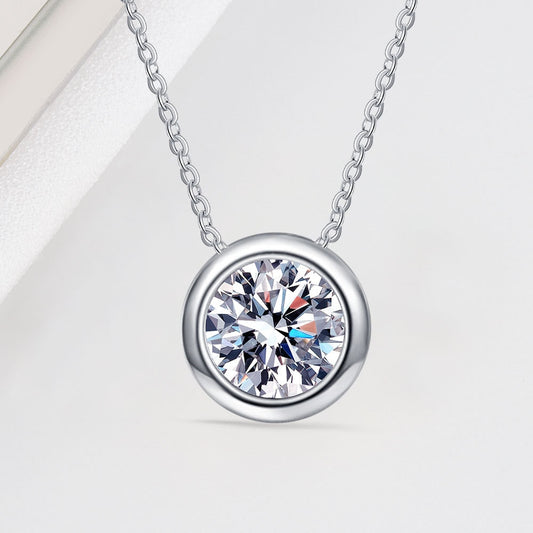 Luxury Round Zircon Silver Pendant Necklace for Women Jewelry Gifts
