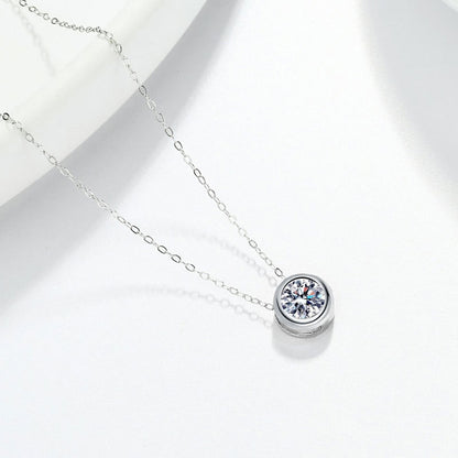 Luxury Round Zircon Silver Pendant Necklace for Women Jewelry Gifts