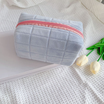 Short Plush Pillow Case Japanese Female Large Capacity Cosmetic Storage Bag Stationery Box   067-AA1-0008