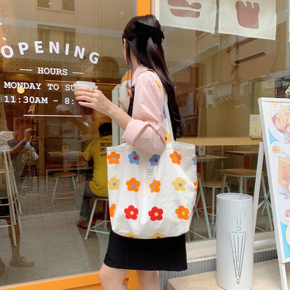 Large Capacity Women Thin Cloth Shoulder Bag Retro Floral School girl's Book Tote Handbags Vintage Female Grocery Shopping Bags   067-AA3-0013