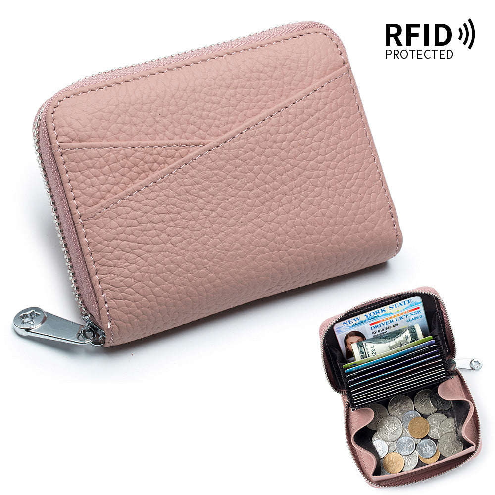 Small Genuine Leather Coin Wallet for Women RFID Blocking Card Holder Clutch Mini Handbag  067-AA9-0001