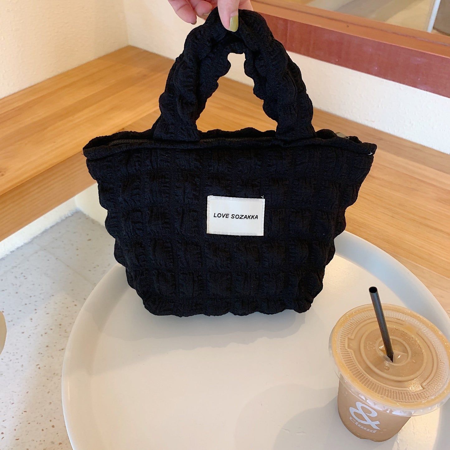 Women's Bubble Handbag Shopping Bag Casual Lazy Style Portable Tote Bag Snack Storage Bag   067-AA7-0006