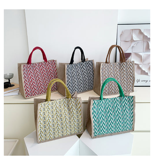 Women's Daily Handbag Linen Canvas Shoulder Bag Large Shopping Bag Casual Tote Bag   067-AA7-0003