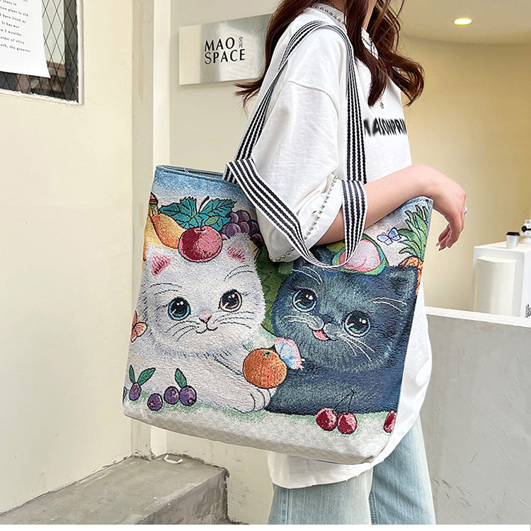 Canvas Handbag Women Zipper Fashion Shoulder Bag Pure Color Outdoor Casual Tote Bag    067-AA3-0020