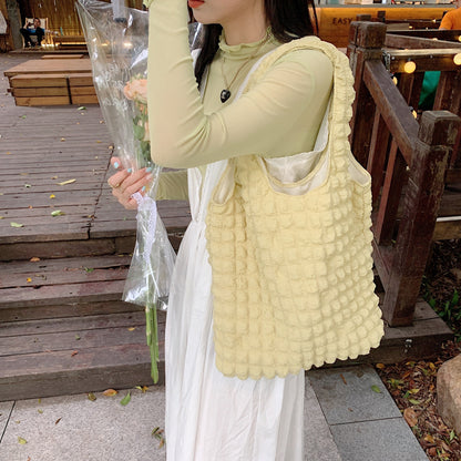 Cloud Bubble Flower Shoulder Bag Vest Bag Female Student Simple Handbag Canvas Bag Tote Bag  067-AA3-0014