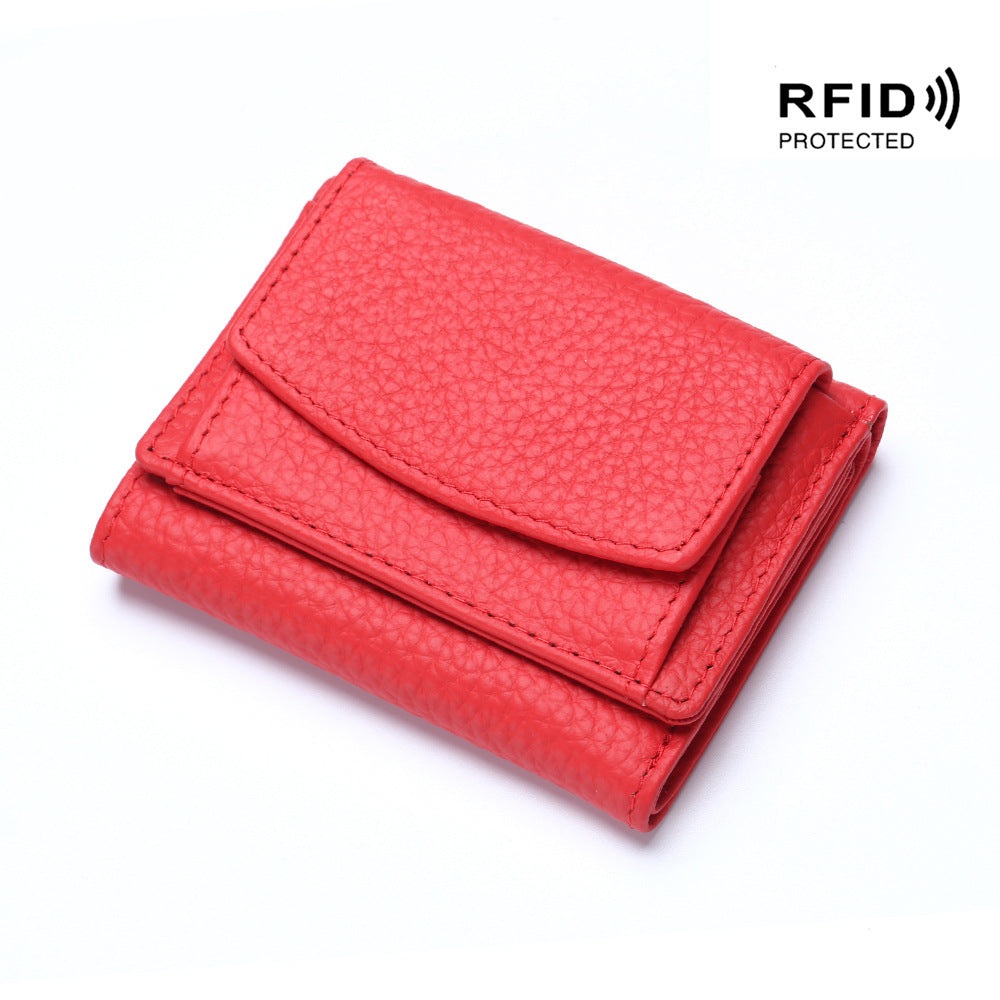 Small Genuine Leather Coin Wallet for Women RFID Blocking Card Holder Clutch Mini Handbag    067-AA9-0002