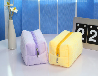 Short Plush Pillow Case Japanese Female Large Capacity Cosmetic Storage Bag Stationery Box   067-AA1-0008