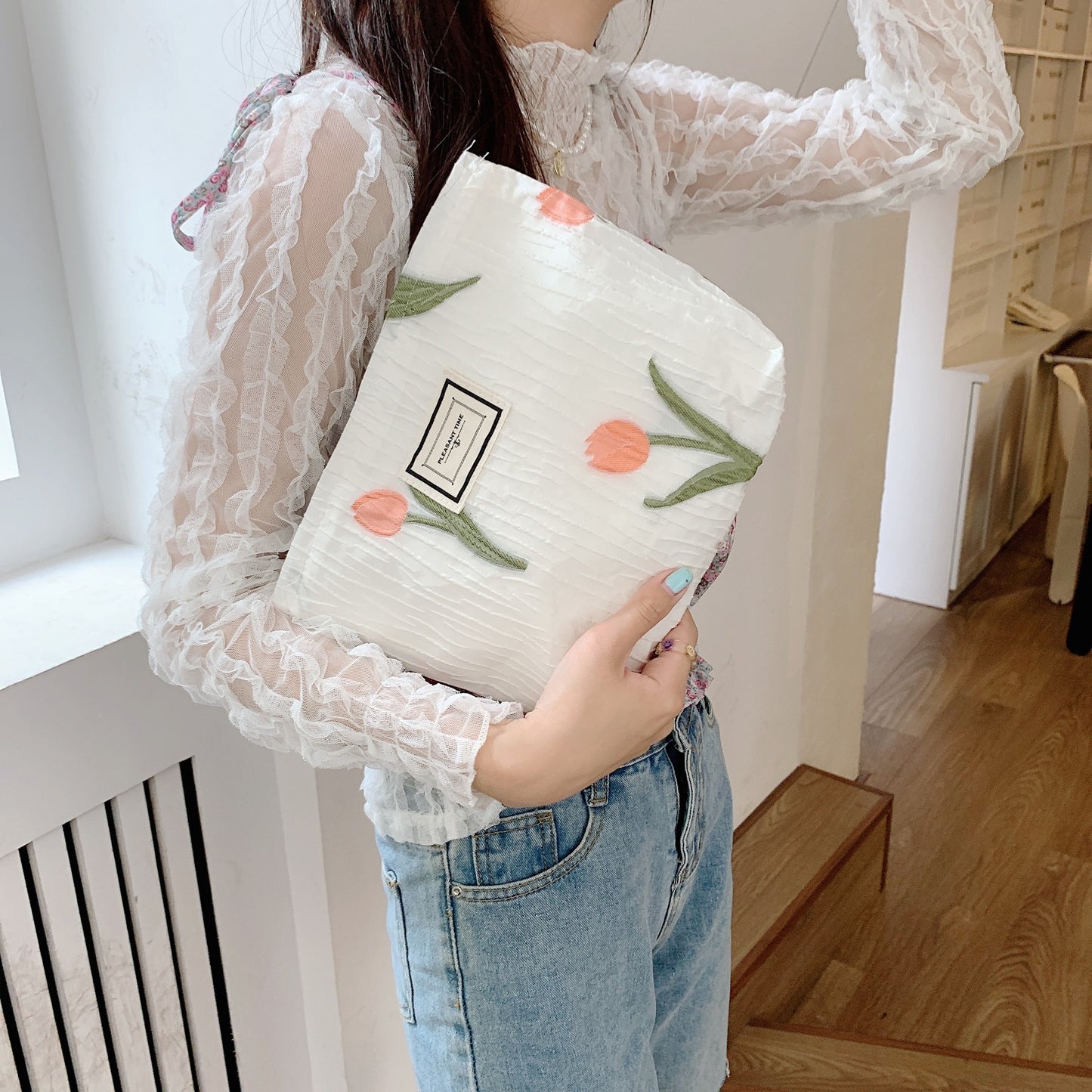 Flower Cosmetic Bag, Flower Tote Bag, Flower Shoulder Bag, Makeup Pouch Makeup Bags for Women, Flower Travel Toiletry Bag  067-AA3-0012
