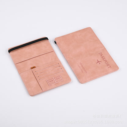 RFID Blocking Passport Holder with Elastic Band Wallet Compact ID Organizer Multifunctional Document Woman Banknotes Case   070-AA3-0003