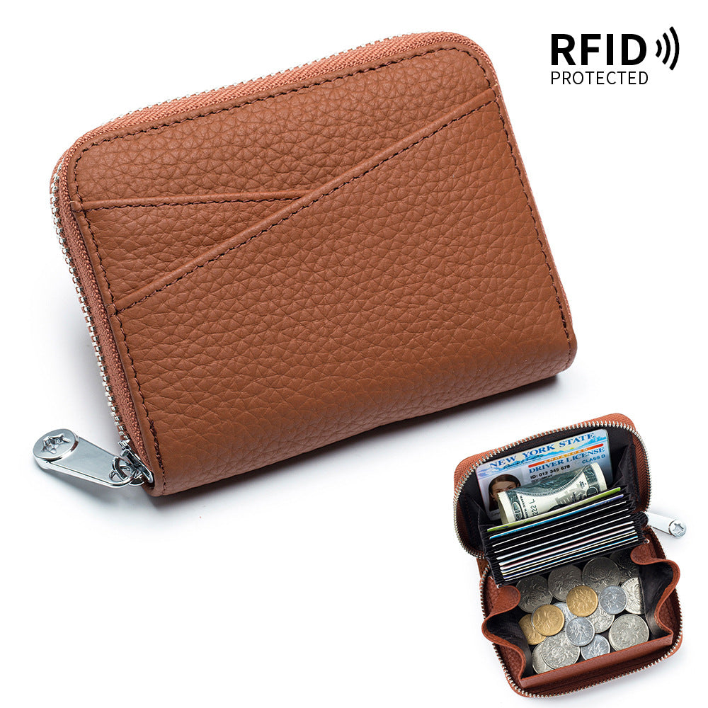 Small Genuine Leather Coin Wallet for Women RFID Blocking Card Holder Clutch Mini Handbag  067-AA9-0001