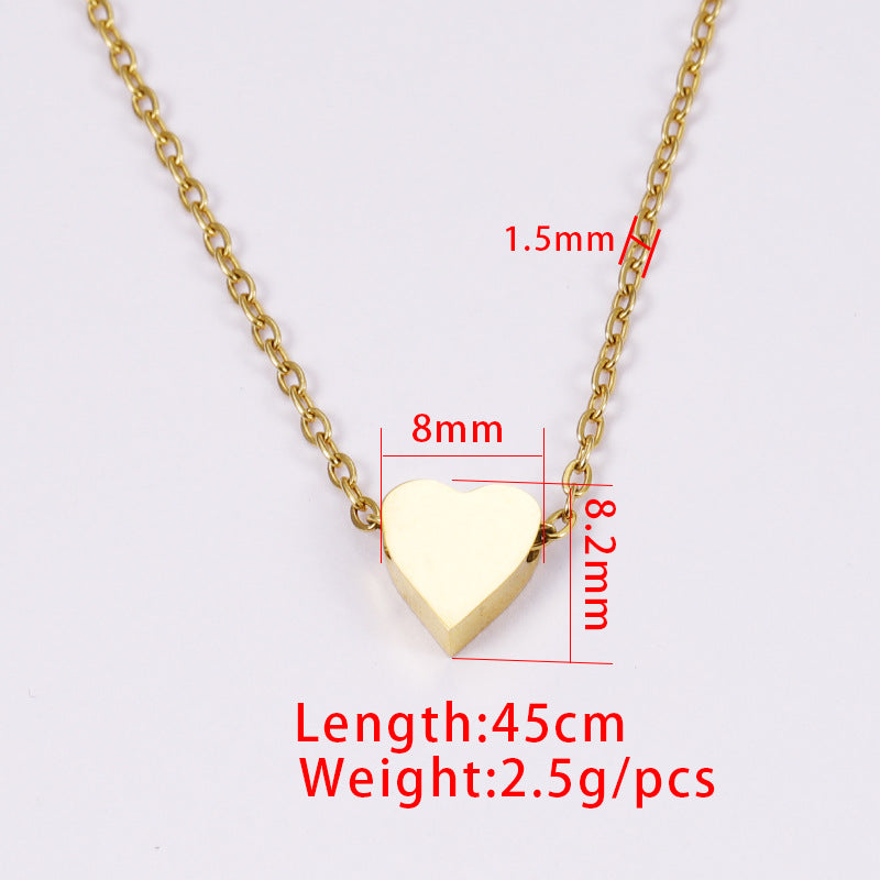 Stainless Steel Tiny Heart Pendant Necklace Women Fashion Chain Necklaces Trendy Jewelry