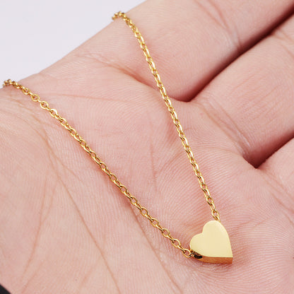 Stainless Steel Tiny Heart Pendant Necklace Women Fashion Chain Necklaces Trendy Jewelry