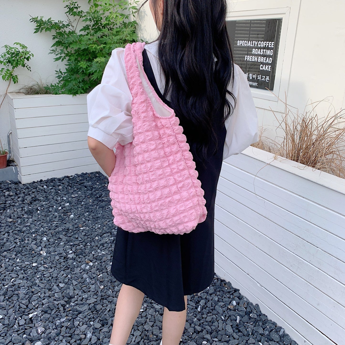 Cloud Bubble Flower Shoulder Bag Vest Bag Female Student Simple Handbag Canvas Bag Tote Bag  067-AA3-0014