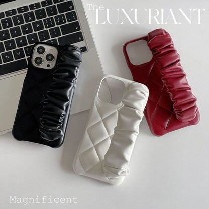 Luxury Wrist Strap leather 3D Diamond Pleated Pattern iPhone 14 13 12 11 Pro Max Mini X XS Max XR 7 8 Plus SE 2020