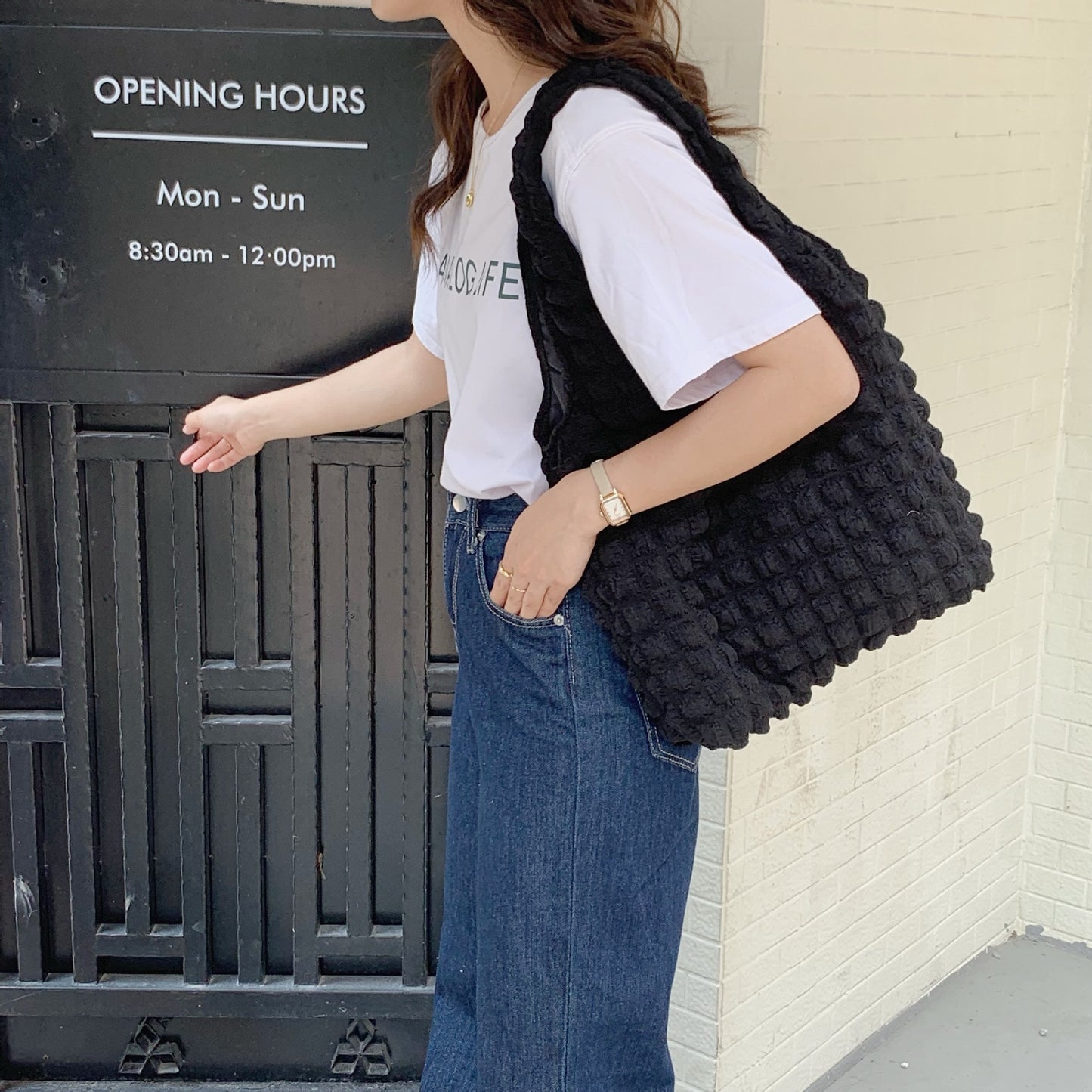 Cloud Bubble Flower Shoulder Bag Vest Bag Female Student Simple Handbag Canvas Bag Tote Bag  067-AA3-0014