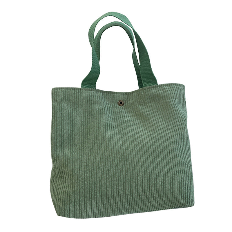 Corduroy Lunch Bag Reusable Picnic Bucket Bags Casual Tote Female Portable Purse 067-AA7-0005