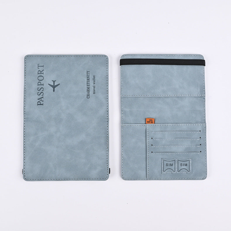 RFID Blocking Passport Holder with Elastic Band Wallet Compact ID Organizer Multifunctional Document Woman Banknotes Case   070-AA3-0003