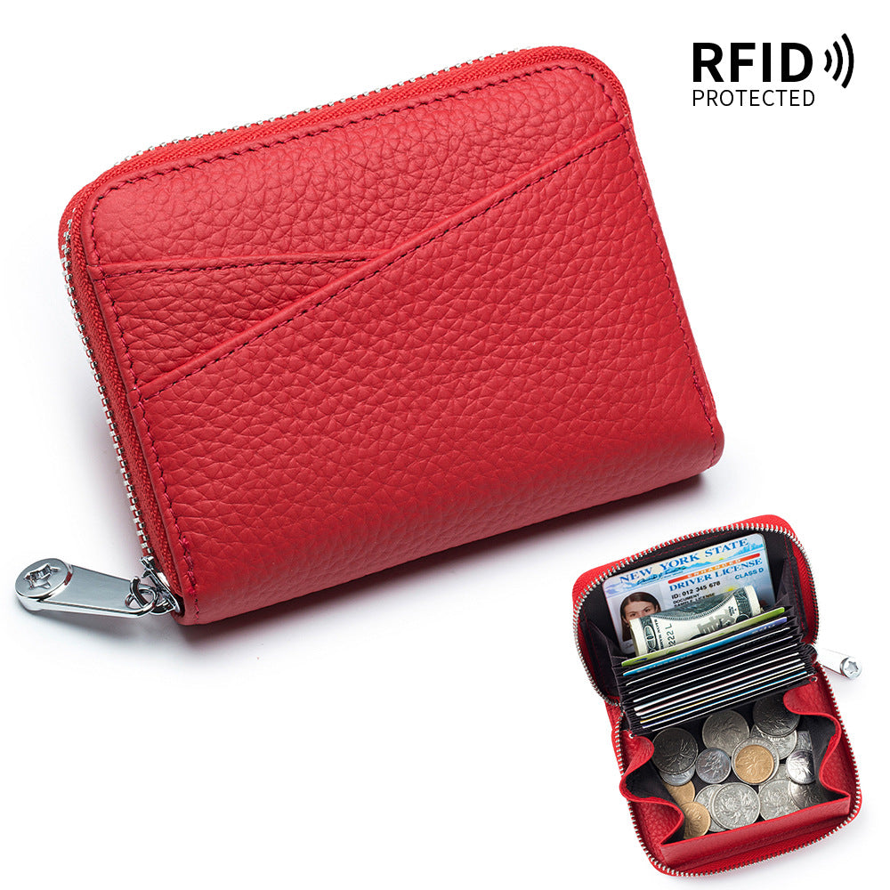 Small Genuine Leather Coin Wallet for Women RFID Blocking Card Holder Clutch Mini Handbag  067-AA9-0001