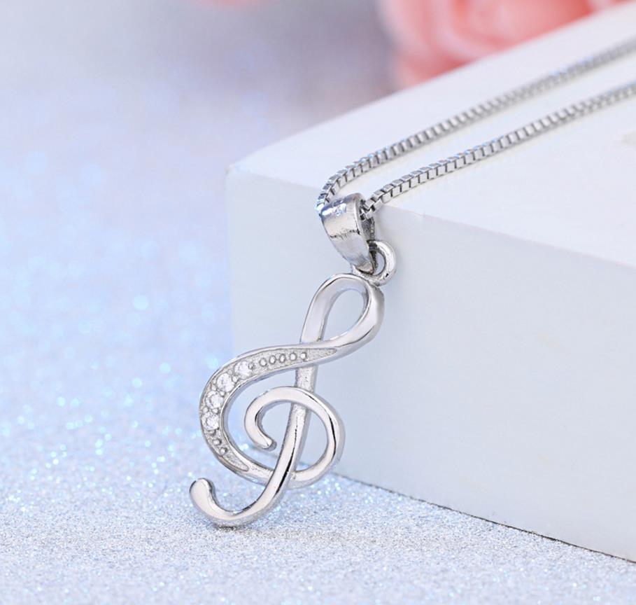 Popular Music Rhythm Pendant Necklace For Women Wedding Silver Necklace Jewelry Girl Lady Engagement Accessories